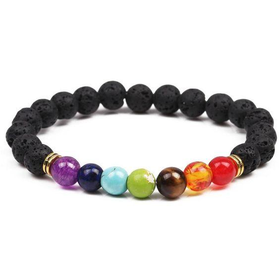 Volcanic stone Chakra bracelet